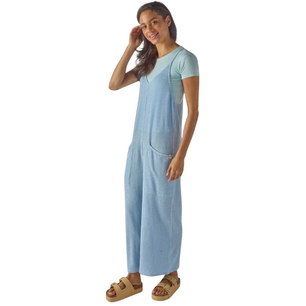 Simply Southern Blue Knit Jumpsuit Romper Relaxed Fit Textured Fabric Women Sz L